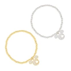 PAVÉ CRYSTAL MOUSE CHARM STRETCH BRACELET. SILVER, GOLD. SOLD IN SETS OF 2 ONLY. SEE 31083 FOR MATCHING NECKLACES