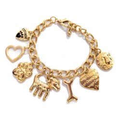 GOLD DOG THEME CHARM BRACELET