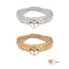 TRIPLE LAYER BEAD WITH HEART CHARM STRETCH BRACELETS. GOLD, SILVER. SOLD IN SETS OF 2 ONLY