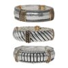 TWO TONE WIDE TAILORED STRETCH BRACELET. SOLD IN SETS OF 3 ONLY