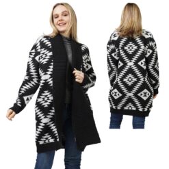 SOUTHWEST PRINT BLACK/WHITE CARDIGAN