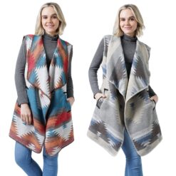 WESTERN VEST WITH POCKETS. TEAL, TAUPE. SOLD IN SETS OF 2 ONLY