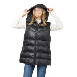 BLACK PUFFER VEST WITH HOOD