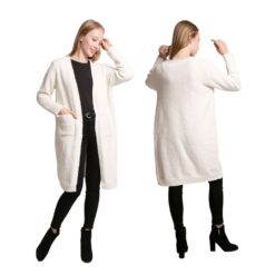 IVORY ULTRA SOFT LONG CARDIGAN WITH POCKETS