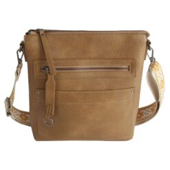 MOCHA ZIP POCKET GUITAR STRAP CROSSBODY. 10.5X11.5X2.5