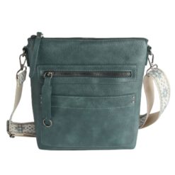 DENIM ZIP POCKET GUITAR STRAP CROSSBODY. 10.5X11.5X2.5