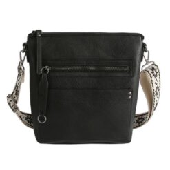 BLACK ZIP POCKET GUITAR STRAP CROSSBODY. 10.5X11.5X2.5