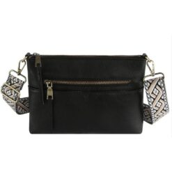 BLACK RECTANGULAR GUITAR STRAP CROSSBODY. 10X7X2