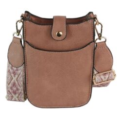 DARK BLUSH SMALL CROSSBODY WITH ADJUSTABLE GUITAR STRAP. 7.5X5.4X2.25