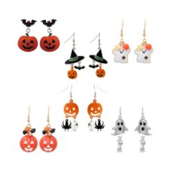 ENAMEL HALLOWEEN THEME PIERCED EARRINGS. SOLD AS 6 PC PACK ONLY.