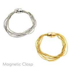 MULTI CHAIN BRACELET WITH MAGNETIC CLOSURE. SILVER, GOLD. SOLD IN SETS OF 2 ONLY