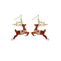 ENAMEL CHRISTMAS REINDEER PIERCED EARRINGS