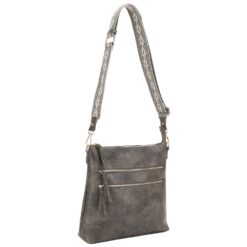 OLIVE DOUBLE ZIP GUITAR STRAP CROSSBODY. 11.5X2.75X11.5