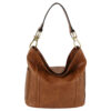 BROWN LARGE WHIPSTITCH HOBO BAG. 13.1X12.25X6