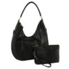 BLACK LASER CUT 2-IN-1 HOBO & POUCH. 12.5x12.5x4