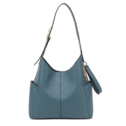 BLUE HOBO BAG WITH CHARM. 12.2X13X4.3