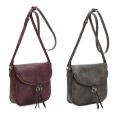 ZIP FLAP CROSSBODY. WINE, OLIVE. 8.5X7.5X2.25. SOLD IN SETS OF 2 ONLY.