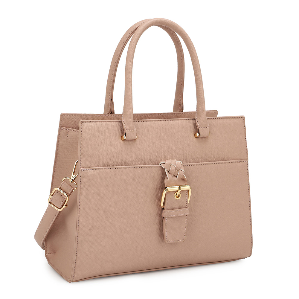 BLUSH SATCHEL WITH BRAIDED BUCKLE 12X4.9X9.5