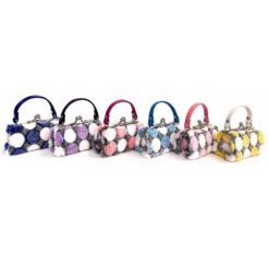 FUZZY DOT PRINT MINI COIN PURSE. SOLD IN SETS OF 6 ONLY