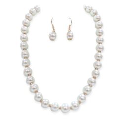 IVORY PEARLS WITH CRYSTAL SPACERS NECKLACCE SET. SEE 44116 MORE MATCHING BRACELET