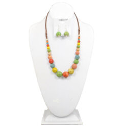MULTI COLOR CERAMIC BEAD NECKLACE SET. SEE 44129 FOR MATCHIG BRACELET