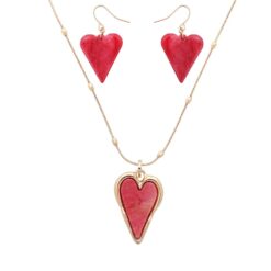 RED & GOLD HEART NECKLACE SET