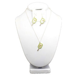 GOLD AND GREEN CRYSTAL PICKLE BALL NECKLACE SET