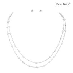 LAYERED DAINTY SILVER & PEARL NECKLACE SET
