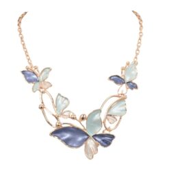 ROSE GOLD & BLUE ENAMEL BUTTERFLY NECKLACE