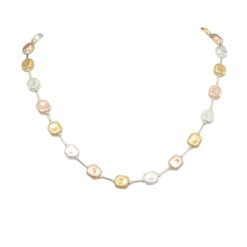 TRI-TONE STATION METAL BEAD NECKLACE