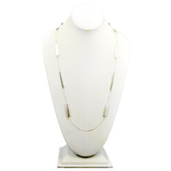 LONG SILVER BAR STATION NECKLACE