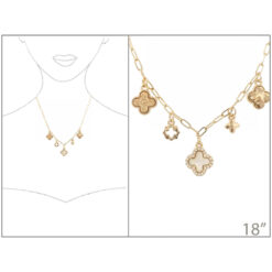 TAILORED MOTHER-OF-PEARL MULTI CHARM QUATREFOIL NECKLACE