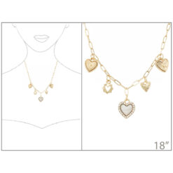TAILORED MOTHER OF PEARL MULTI CHARM HEART NECKLACE