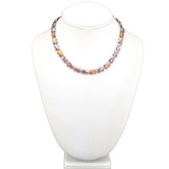 GREY/PURPLE AURORA BOREALIS GLASS BEAD NECKLACE WITH PAVÉ MAGNETIC CLASP