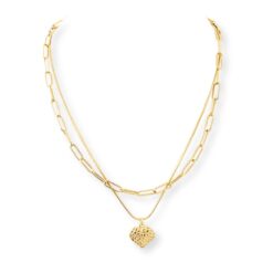 2 LAYER GOLD HEART NECKLACE