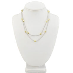TWO TONE CHAIN WITH GOLD STATION BEAD NECKLACE