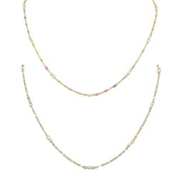 DELICATE BEAD & PEARL NECKLACE ON GOLD CHAIN. MULTI COLOR, WHITE. SOLD IN SETS OF 2 ONLY