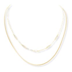TWO LAYER GOLD CHAIN & GLASS BAGUETTE NECKLACE