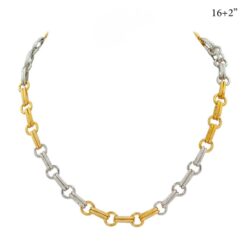 TWO TONE DOUBLE OVAL CHAIN NECKLACE. SEE 44220 FOR MATCHING BRACELET