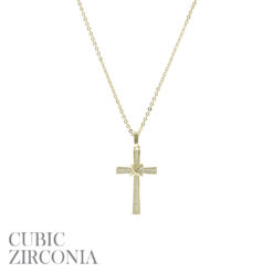 18K GOLD PLATED X CENTER CZ CROSS NECKLACE