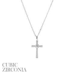 SILVER X CENTER CZ CROSS NECKLACE