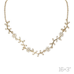 GOLD CRYSTAL FLOWER & LEAF NECKLACE