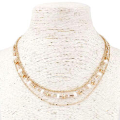 3 LAYER GOLD & IVORY BEADED NECKLACE