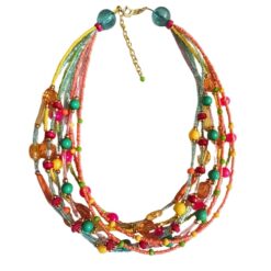 8 STRAND MULTI COLOR MIX BEADED NECKLACE