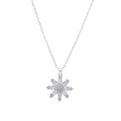 SILVER DAINTY FLOWER CZ PENDANT NECKLACE