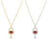 CZ WINE GLASS PENDANT NECKLACE. SILVER, GOLD. SOLD IN SETS OF 2 ONLY