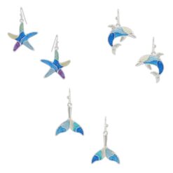 EPOXY SEALIFE PENDANT PE. STARFISH, DOLPHIN, WHALE TALE. SOLD IN SETS OF 3 ONLY. SEE 41175 FOR MATCHING NECKLACE
