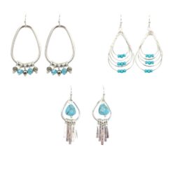 FAUX TURQUOISE & SILVER DROP PIERCED EARRINGS