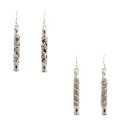 ANTIQUE SILVERR ETCHED BAR PIERCED EARRINGS. SOLD IN SETS OF 2 ONLY