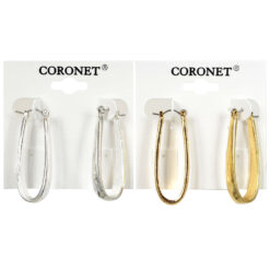 POLISHED OVAL HOOP PIERCED EARRINGS. SILVER, GOLD. SOLD IN SETS OF 2 ONLY